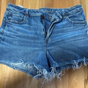 American Eagle Outfitters Light Blue High-Rise Stretch Denim Shorts